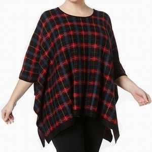 Anne Klein Women's Plaid Poncho - Size 1X - NWT